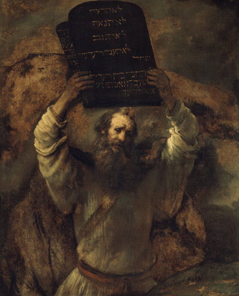 Moses shatters the law panels de Rembrandt van Rijn