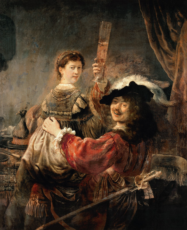 Self-portrait of the artist with his young wife's de Rembrandt van Rijn