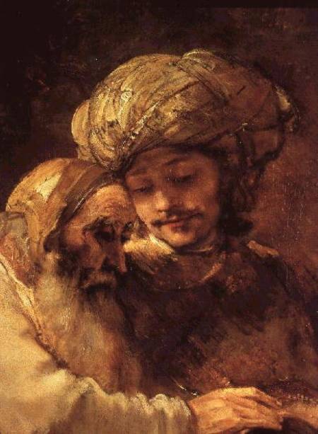 Jacob Blessing the Children of Joseph (detail of 375) de Rembrandt van Rijn