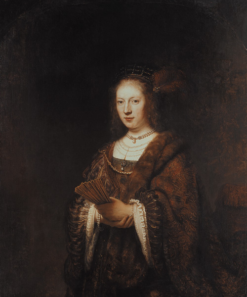 Lady with a fan de Rembrandt van Rijn