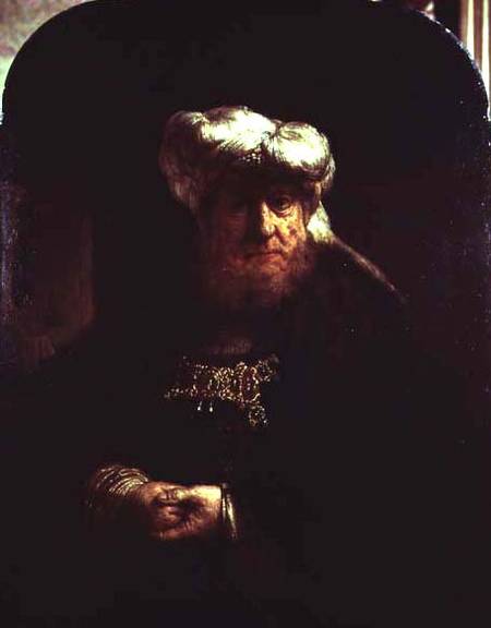 Man in Oriental Costume (possibly King Ussiah Stricken With Leprosy) de Rembrandt van Rijn