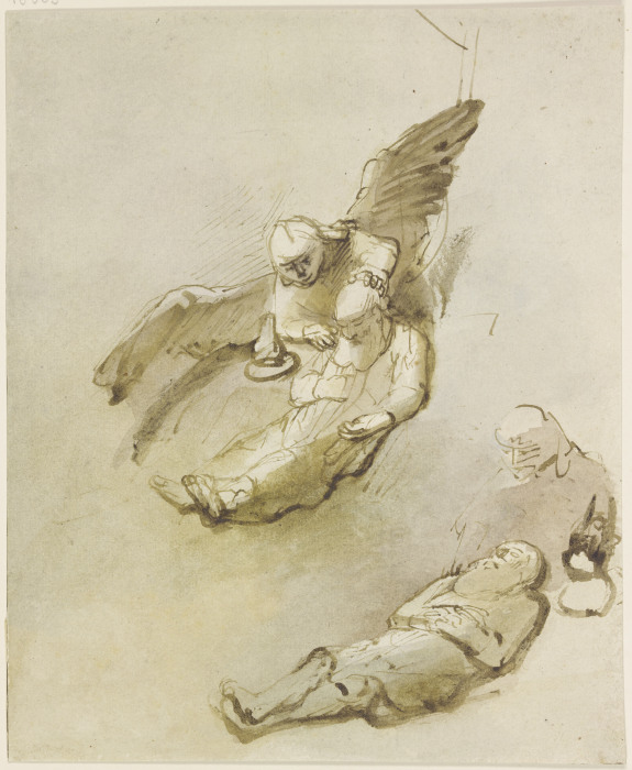 Petrus im Gefängnis, vom Engel geweckt de Rembrandt van Rijn