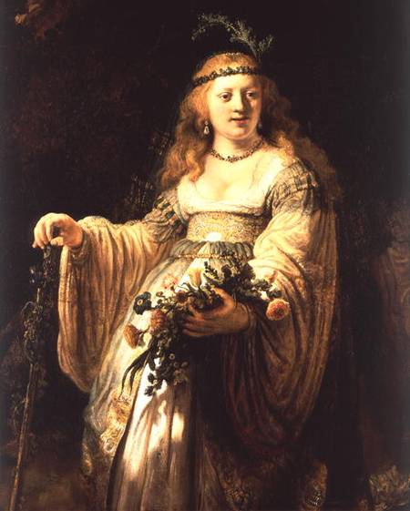 Saskia van Uylenburgh in Arcadian Costume de Rembrandt van Rijn