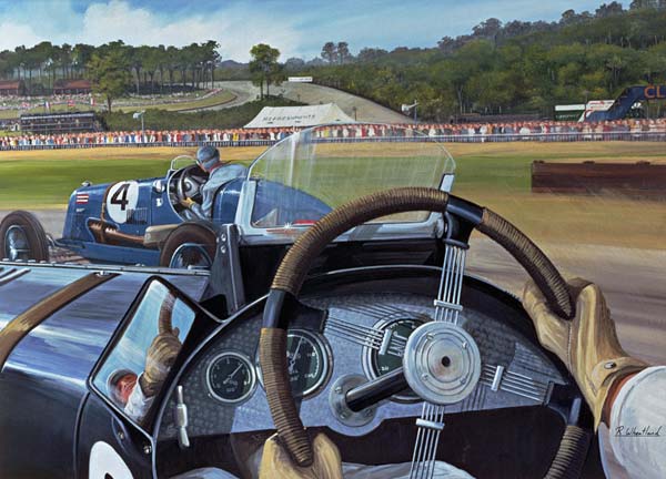 Brooklands - From the Hot Seat (w/c and gouache on paper)  de Richard  Wheatland