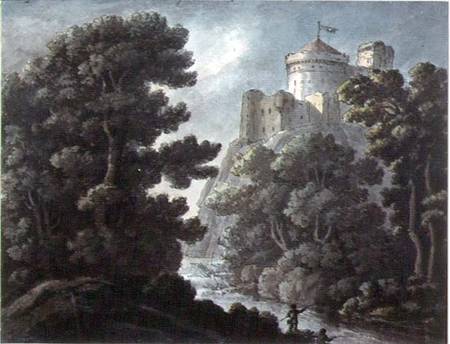 Landscape with castle on a rock de Robert Adam