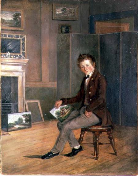 Portrait of Joseph Stannard (1797-1830) as a Youth (oil on paper on canvas) de Robert Ladbrooke