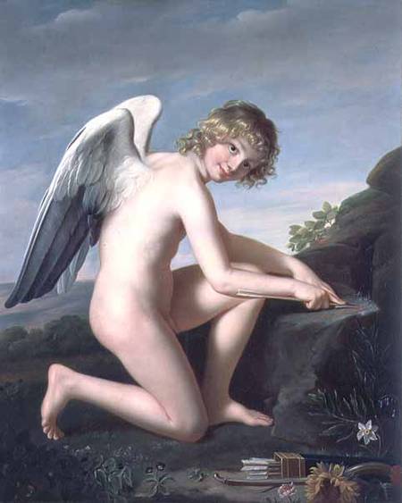 Cupid sharpening his arrows de Robert Lefevre