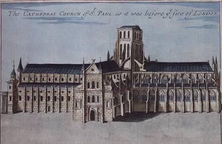 St. Paul's Cathedral before it was destroyed by the Fire of London from 'A Book of the Prospects of de Robert Morden