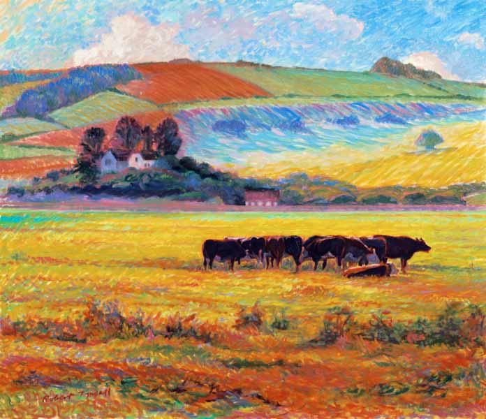 Evening Cattle, Cuckmere Valley, Sussex  de Robert  Tyndall