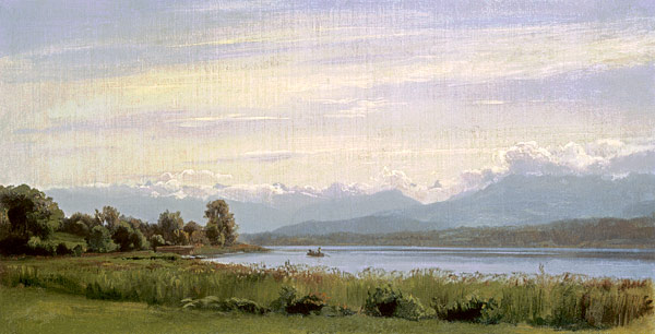 A mountainous lake landscape de Robert Zünd