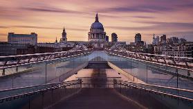 Millennium bridge leading towards St. Paul's church