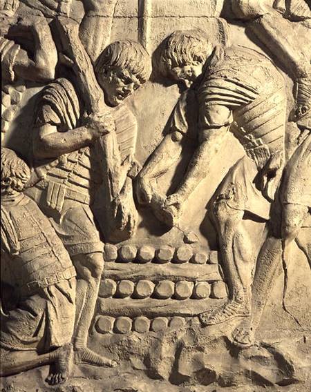 Construction of fortifications during the campaign against the Sarmatians, detail from a cast of Tra de Roman