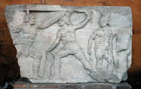 Relief depicting gladiators in combat de Roman