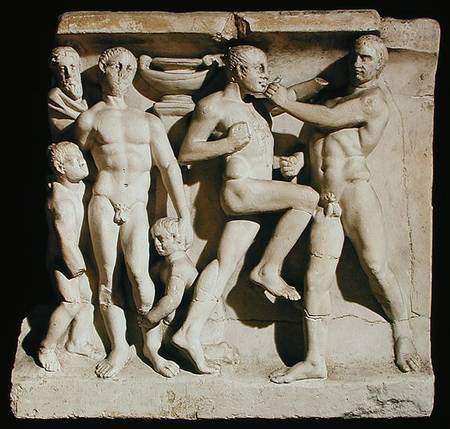 Relief depicting wrestlers de Roman