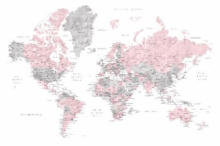 Watercolor world map with cities, Xenia