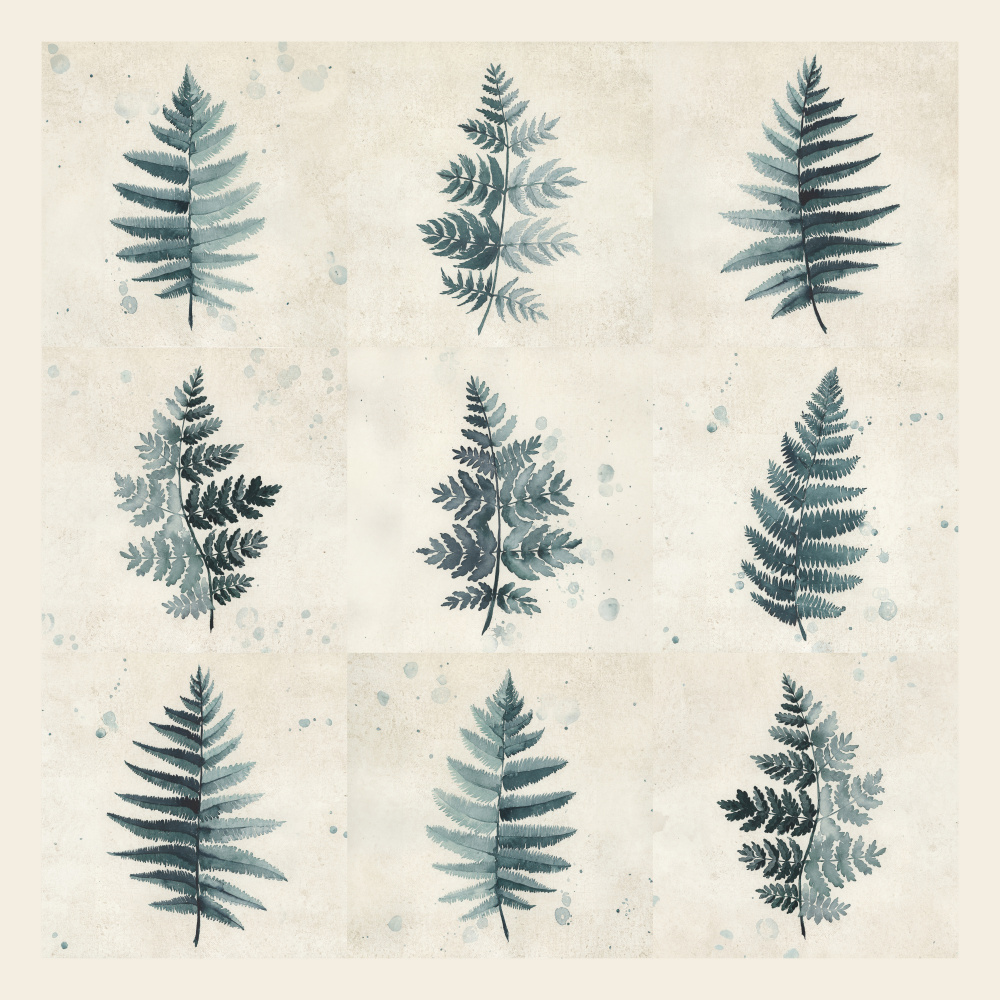Nine ferns collage de Rosana Laiz Blursbyai