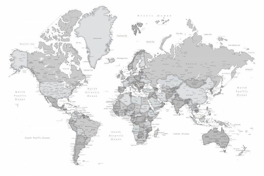 Gray world map with cities, Chas de Rosana Laiz Blursbyai