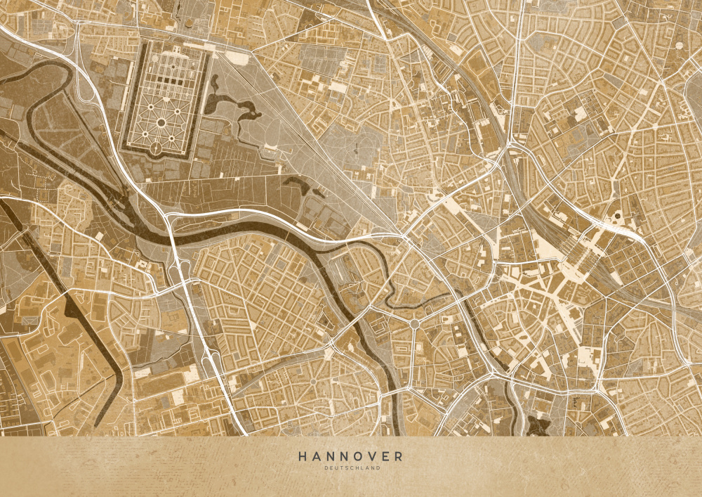 Sepia vintage map of Hannover downtown Germany de Rosana Laiz Blursbyai