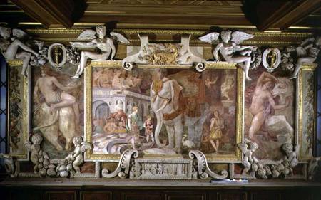 The Triumphal Elephant, an allegorical tribute to Francis I, detail of decorative scheme in the Gall de Rosso Fiorentino