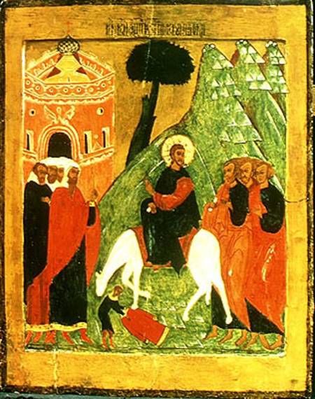 Icon depicting Christ's Entry into Jerusalem de Russian School