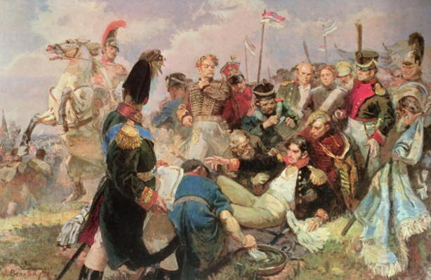 Battle of Borodino, 7th September 1812 (w/c on paper) de Russian School, (19th century)