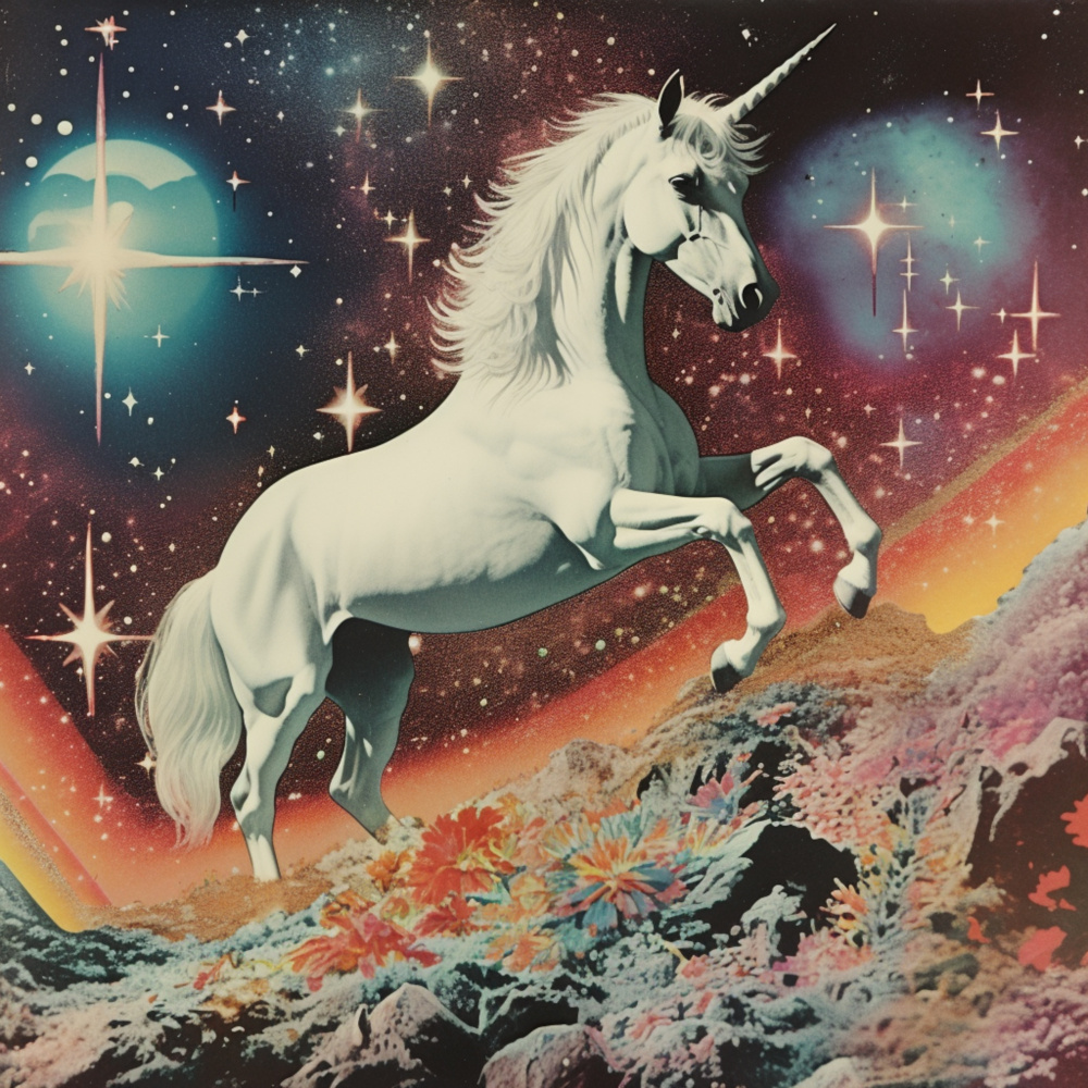 Vintage Unicorn Collage Art de Samantha Hearn