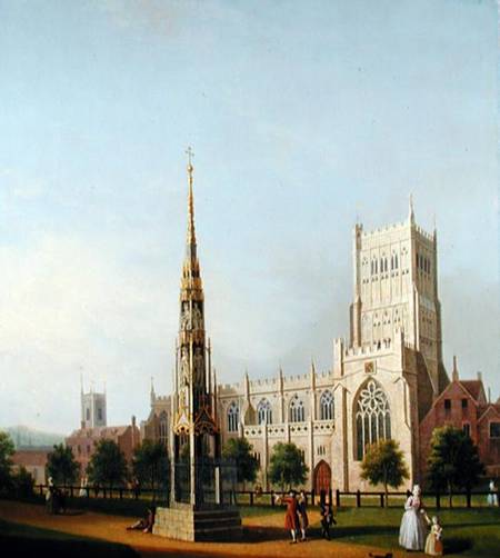 A View of Bristol High Cross and Cathedral de Samuel Scott