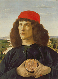 Bildnis eines Mannes mit einer Medaille von Cosimo dem Alten. de Sandro Botticelli