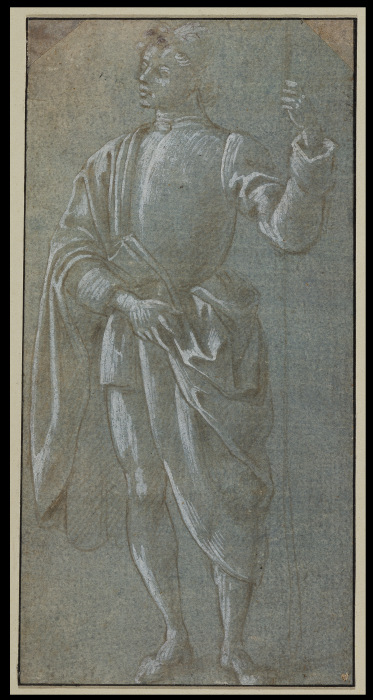 Stehender Jüngling mit drapiertem Mantel und Modellstab de Sandro Botticelli
