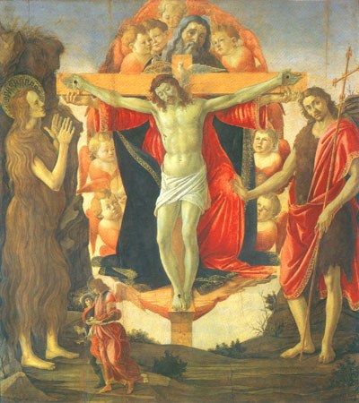Trinität with Maria Magdalena, Johannes the Täufer de Sandro Botticelli