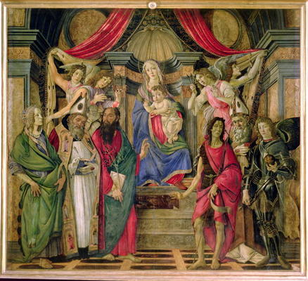 Virgin and Child with Saints from the Altarpiece of San Barnabas, c.1480-81 (tempera on panel) de Sandro Botticelli