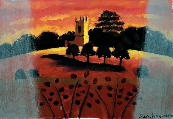 Church on the Severn (oil on card)  de Sara  Hayward