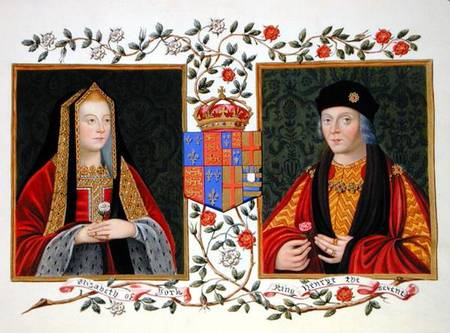 Double portrait of Elizabeth of York (1465-1503) and Henry VII (1457-1509) holding the white rose of de Sarah Countess of Essex