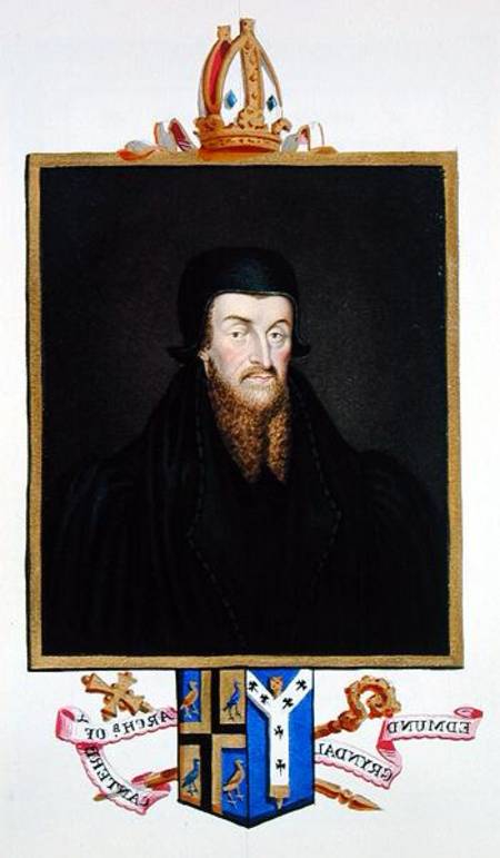 Portrait of Edmund Grindal (c.1519-83) Archbishop of Canterbury from 'Memoirs of the Court of Queen de Sarah Countess of Essex