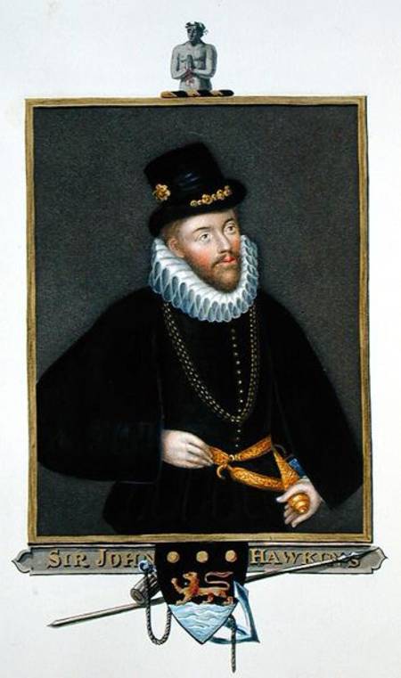 Portrait of Sir John Hawkins (1532-95) from 'Memoirs of the Court of Queen Elizabeth' after a triple de Sarah Countess of Essex