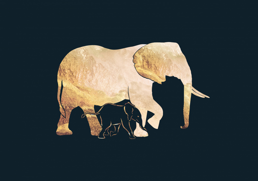 Black gold elephants 2 de Sarah Manovski