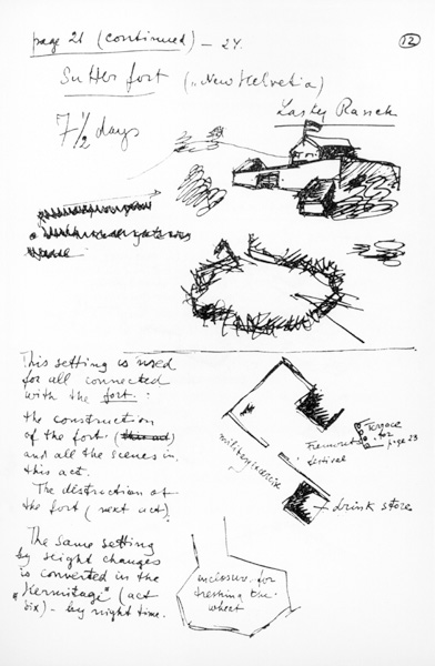 Page 21 of the synopsis of Sutters Gold, c.1930-35 (pen & ink on paper) (b/w photo) de Sergei Eisenstein
