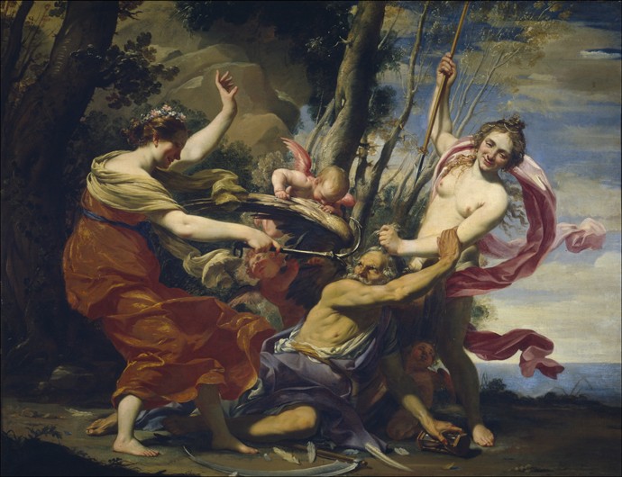 Father Time Overcome by Love, Hope and Beauty de Simon Vouet