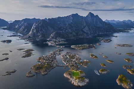 Football field on the edge of the world