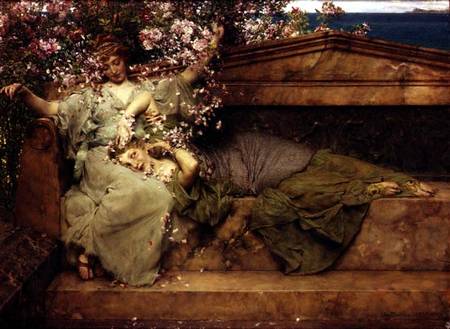En un jardín de rosas de Sir Lawrence Alma-Tadema