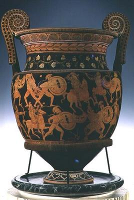 Red-figure volute krater depicting the Battle of the Greeks and the Amazons, Apulian (ceramic) (see de Sisyphus Painter
