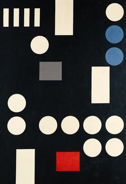 Composition with rectangles and circles on a black