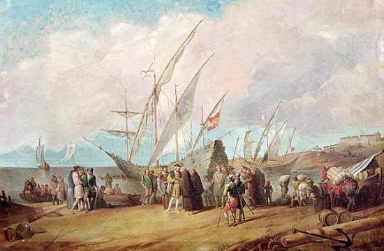 Departure of Christopher Columbus (1451-1506) from Palos de Spanish School