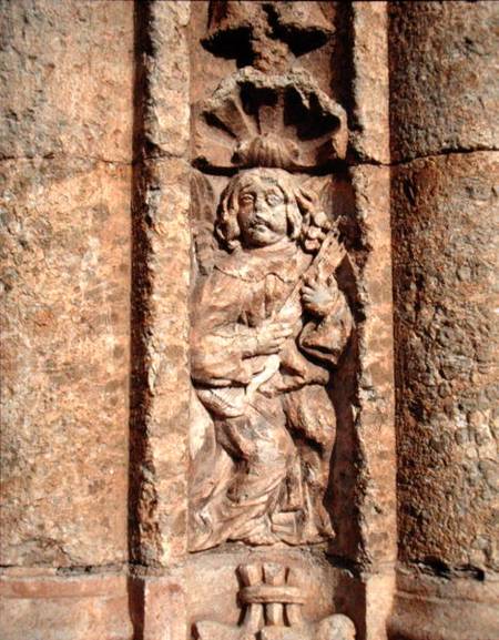 Lute player, from the facade of the Palace of Montarco de Spanish School
