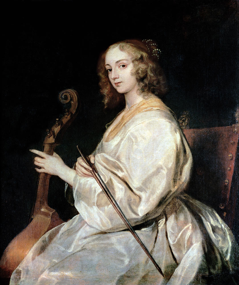 Young Woman Playing a Viola da Gamba de (studio of) Sir Anthony van Dyck