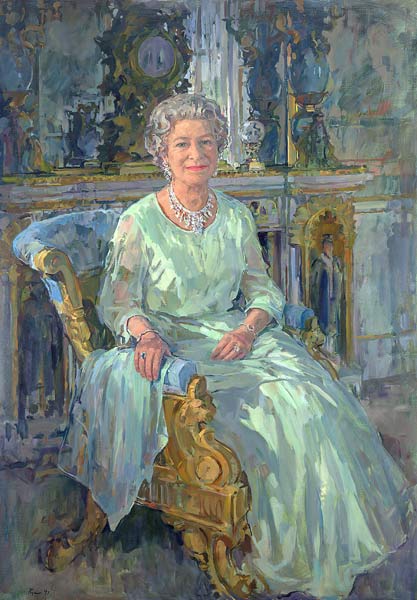 Her Majesty the Queen, 1996 (oil on canvas)  de Susan  Ryder