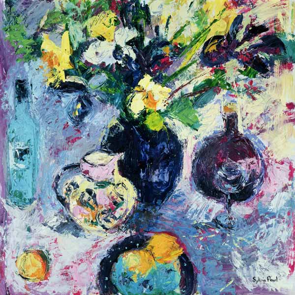 Still Life with Turquoise Bottle, 2002 (oil on canvas)  de Sylvia  Paul