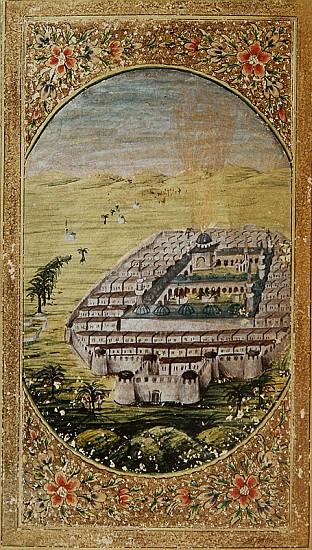 Mecca surrounded the mountains of Arafa (miniature de Syrian School