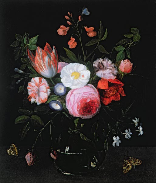 Spring Flowers in a glass vase de the Elder Kessel