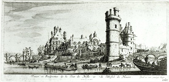 Perspective view of the Tour de Nesle and the Hotel de Nevers de the Younger Silvestre Israel